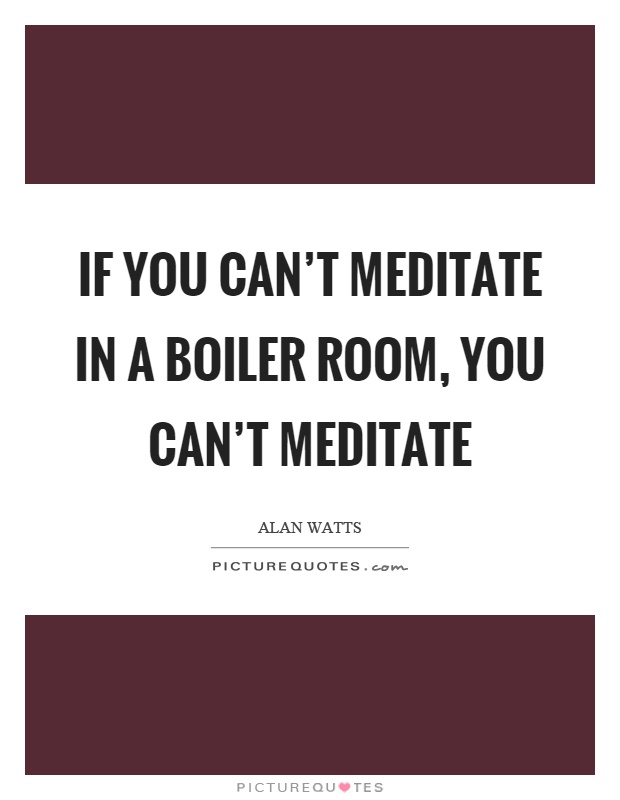 If you can't meditate in a boiler room, you can't meditate Picture Quote #1