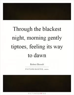 Through the blackest night, morning gently tiptoes, feeling its way to dawn Picture Quote #1