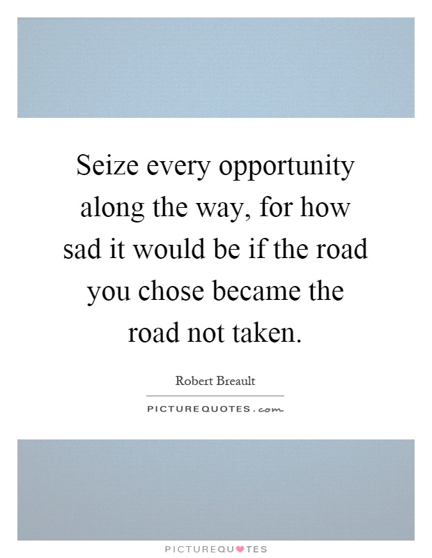 Seize every opportunity along the way, for how sad it would be if the road you chose became the road not taken Picture Quote #1