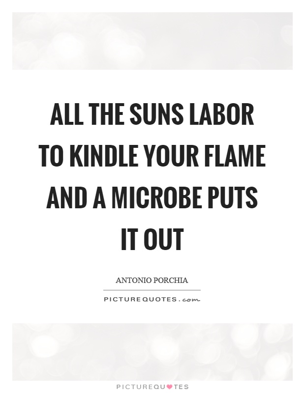 All the suns labor to kindle your flame and a microbe puts it out Picture Quote #1