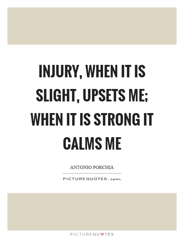 Injury, when it is slight, upsets me; when it is strong it calms me Picture Quote #1