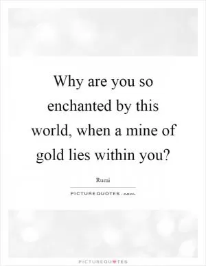 Why are you so enchanted by this world, when a mine of gold lies within you? Picture Quote #1
