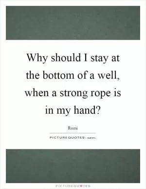 Why should I stay at the bottom of a well, when a strong rope is in my hand? Picture Quote #1