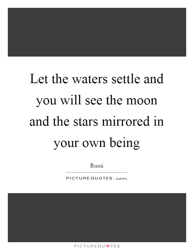 Let the waters settle and you will see the moon and the stars mirrored in your own being Picture Quote #1