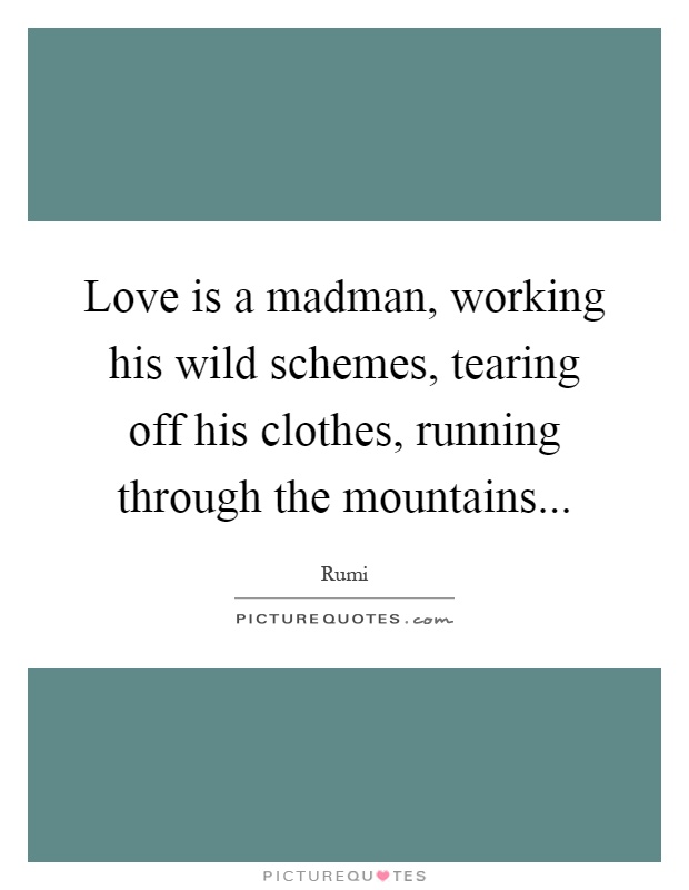 Love is a madman, working his wild schemes, tearing off his clothes, running through the mountains Picture Quote #1