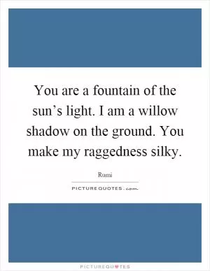 You are a fountain of the sun’s light. I am a willow shadow on the ground. You make my raggedness silky Picture Quote #1