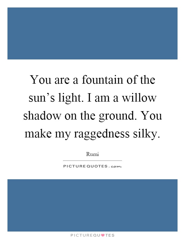 You are a fountain of the sun's light. I am a willow shadow on the ground. You make my raggedness silky Picture Quote #1