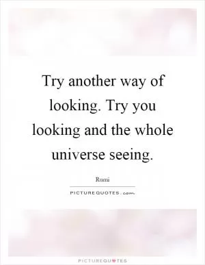 Try another way of looking. Try you looking and the whole universe seeing Picture Quote #1