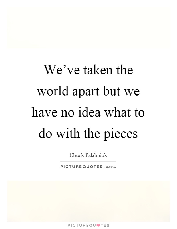 We've taken the world apart but we have no idea what to do with the pieces Picture Quote #1