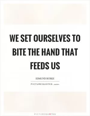 We set ourselves to bite the hand that feeds us Picture Quote #1
