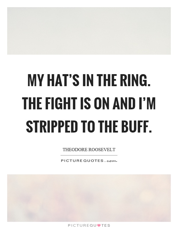 My hat's in the ring. The fight is on and I'm stripped to the buff Picture Quote #1