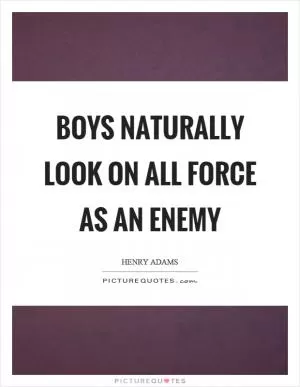 Boys naturally look on all force as an enemy Picture Quote #1