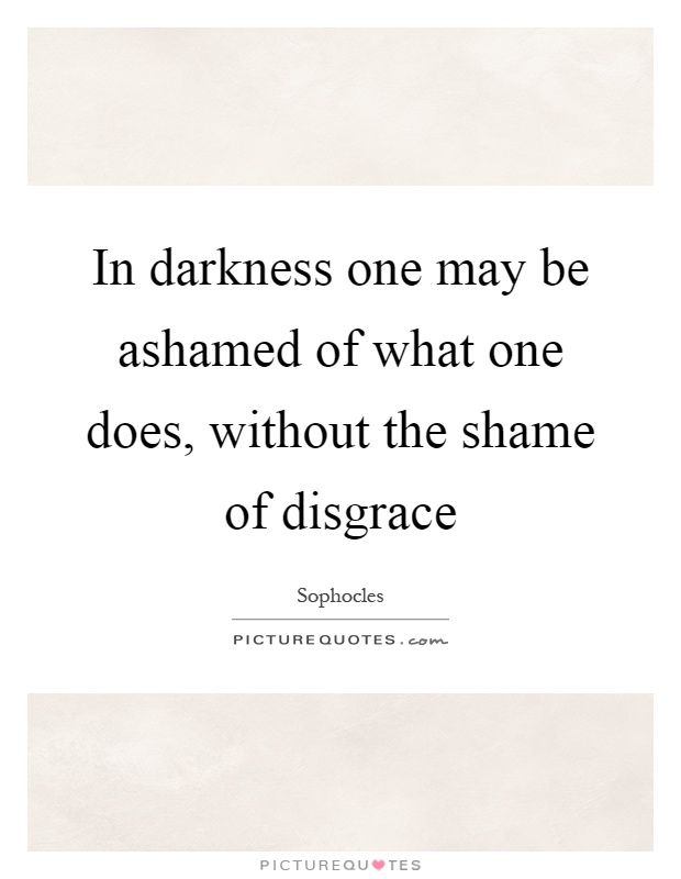 In darkness one may be ashamed of what one does, without the shame of disgrace Picture Quote #1