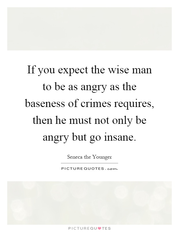 If you expect the wise man to be as angry as the baseness of crimes requires, then he must not only be angry but go insane Picture Quote #1