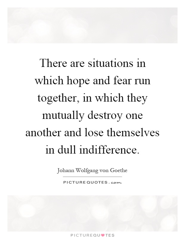 There are situations in which hope and fear run together, in which they mutually destroy one another and lose themselves in dull indifference Picture Quote #1