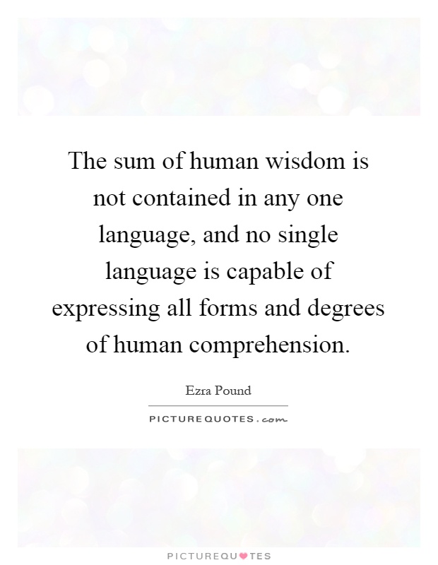 The sum of human wisdom is not contained in any one language, and no single language is capable of expressing all forms and degrees of human comprehension Picture Quote #1