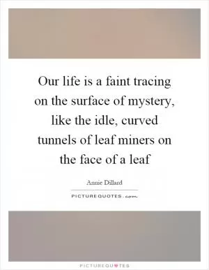 Our life is a faint tracing on the surface of mystery, like the idle, curved tunnels of leaf miners on the face of a leaf Picture Quote #1