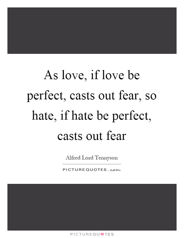 As love, if love be perfect, casts out fear, so hate, if hate be perfect, casts out fear Picture Quote #1