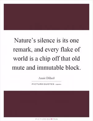 Nature’s silence is its one remark, and every flake of world is a chip off that old mute and immutable block Picture Quote #1