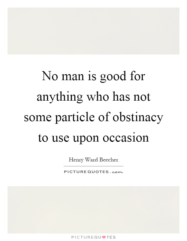 No man is good for anything who has not some particle of obstinacy to use upon occasion Picture Quote #1