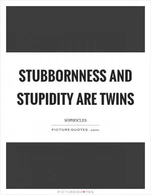 Stubbornness and stupidity are twins Picture Quote #1