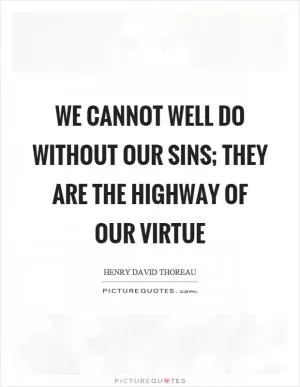 We cannot well do without our sins; they are the highway of our virtue Picture Quote #1