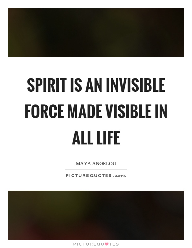 Spirit is an invisible force made visible in all life Picture Quote #1