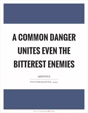 A common danger unites even the bitterest enemies Picture Quote #1
