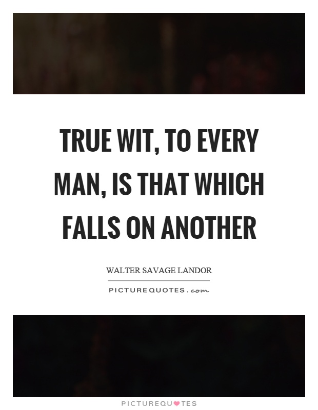 True wit, to every man, is that which falls on another Picture Quote #1