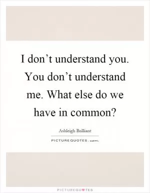 I don’t understand you. You don’t understand me. What else do we have in common? Picture Quote #1