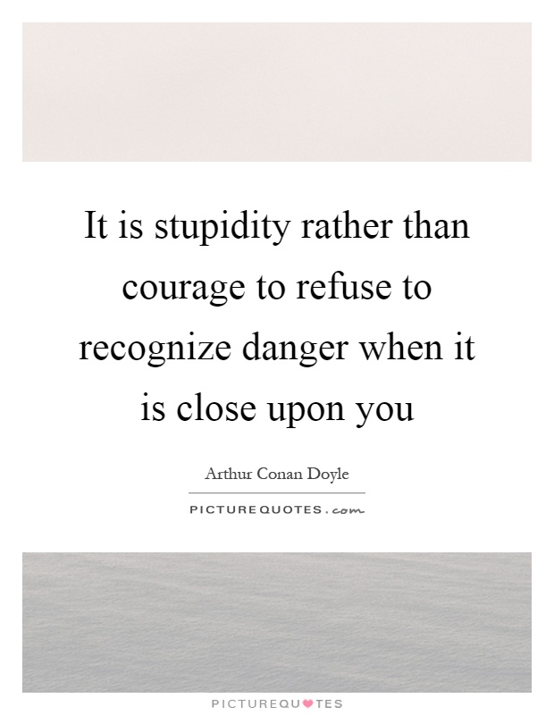 It is stupidity rather than courage to refuse to recognize danger when it is close upon you Picture Quote #1