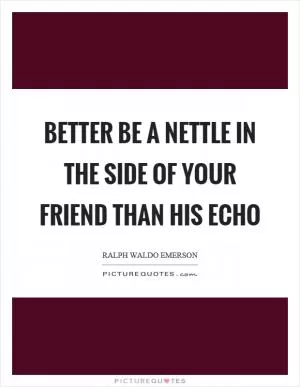 Better be a nettle in the side of your friend than his echo Picture Quote #1
