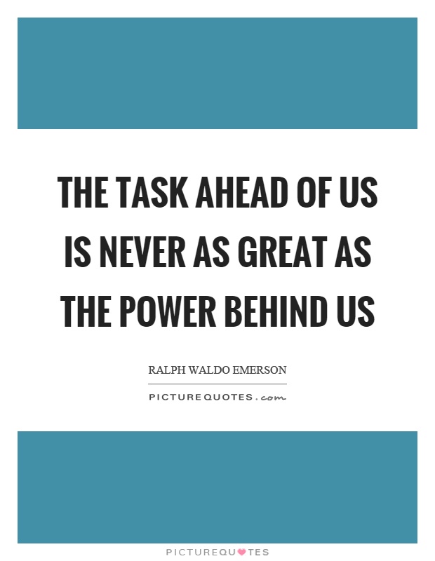 The task ahead of us is never as great as the power behind us Picture Quote #1