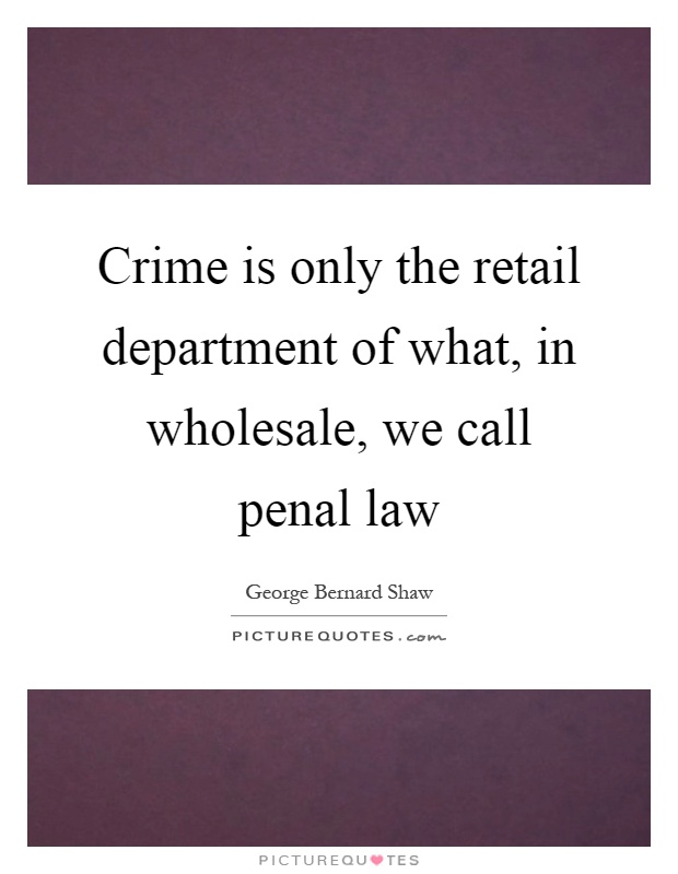 Crime is only the retail department of what, in wholesale, we call penal law Picture Quote #1