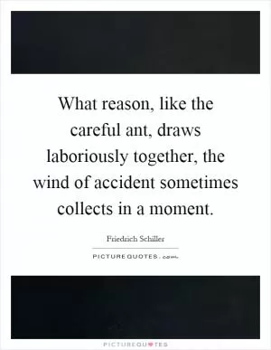 What reason, like the careful ant, draws laboriously together, the wind of accident sometimes collects in a moment Picture Quote #1