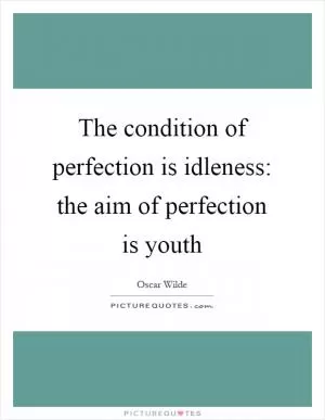 The condition of perfection is idleness: the aim of perfection is youth Picture Quote #1
