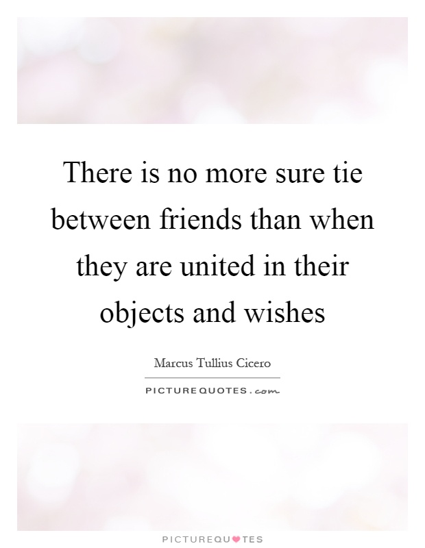 There is no more sure tie between friends than when they are united in their objects and wishes Picture Quote #1