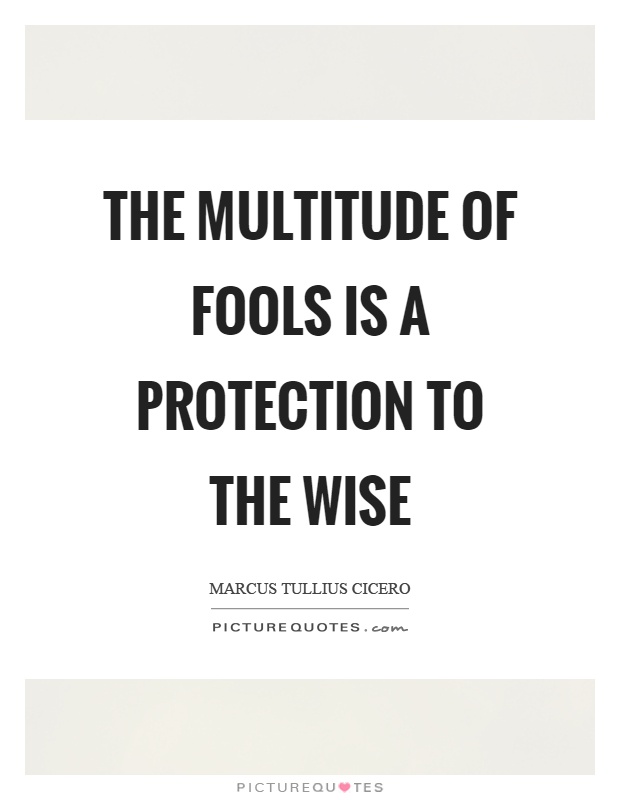 The multitude of fools is a protection to the wise Picture Quote #1
