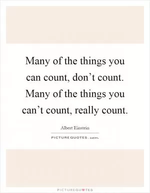 Many of the things you can count, don’t count. Many of the things you can’t count, really count Picture Quote #1