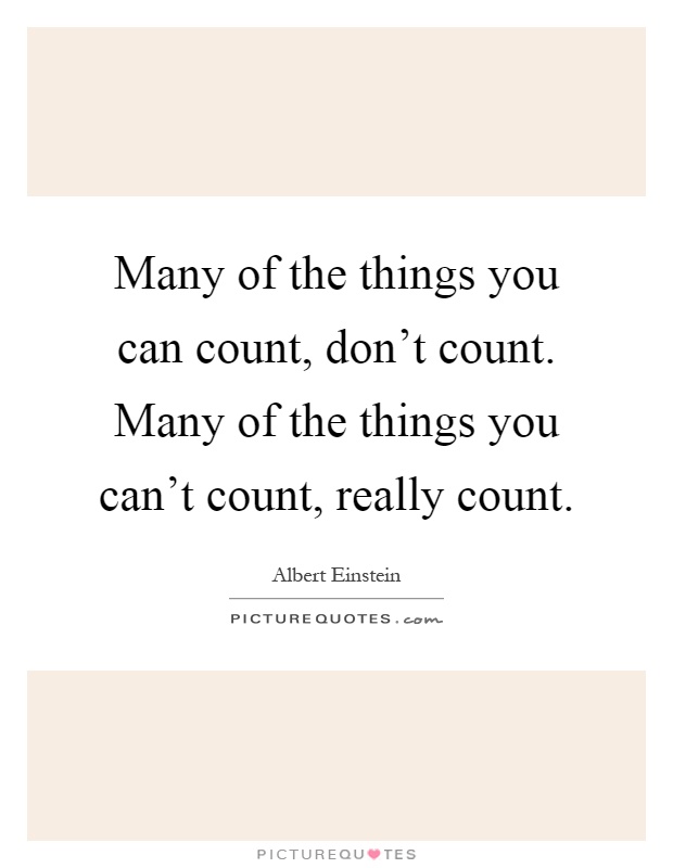 Many of the things you can count, don't count. Many of the things you can't count, really count Picture Quote #1