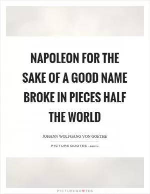 Napoleon for the sake of a good name broke in pieces half the world Picture Quote #1
