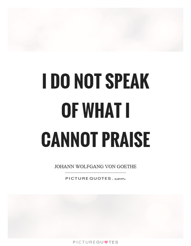 I do not speak of what I cannot praise Picture Quote #1