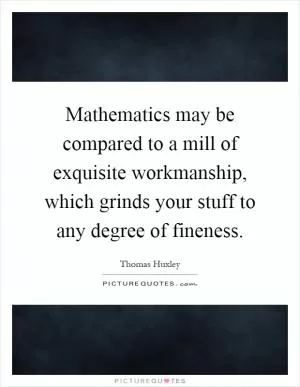 Mathematics may be compared to a mill of exquisite workmanship, which grinds your stuff to any degree of fineness Picture Quote #1