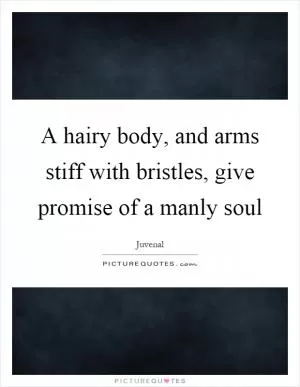 A hairy body, and arms stiff with bristles, give promise of a manly soul Picture Quote #1
