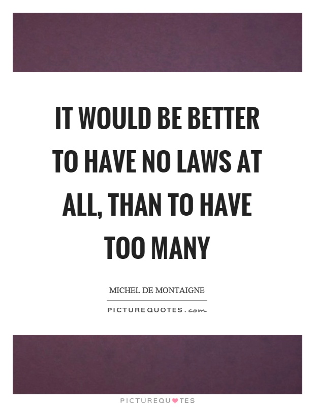 It would be better to have no laws at all, than to have too many Picture Quote #1