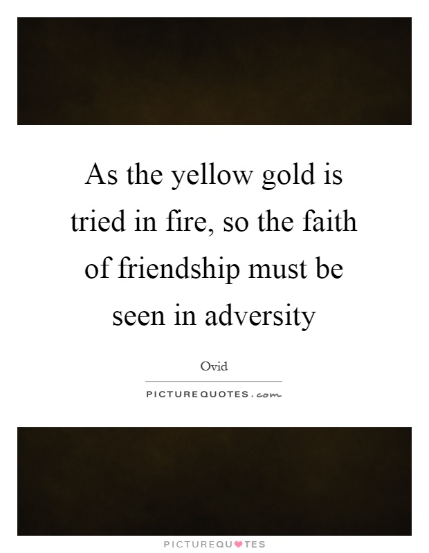 As the yellow gold is tried in fire, so the faith of friendship must be seen in adversity Picture Quote #1