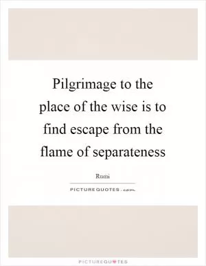 Pilgrimage to the place of the wise is to find escape from the flame of separateness Picture Quote #1