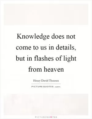 Knowledge does not come to us in details, but in flashes of light from heaven Picture Quote #1