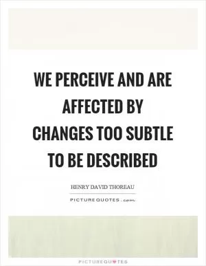 We perceive and are affected by changes too subtle to be described Picture Quote #1