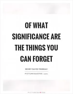 Of what significance are the things you can forget Picture Quote #1